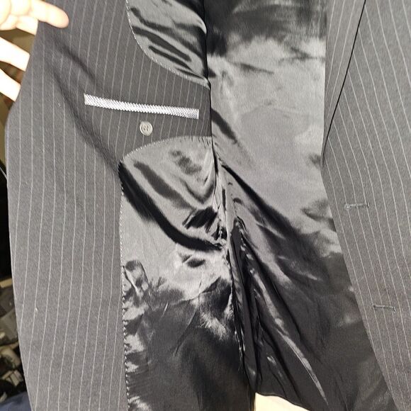 Chaps Pinstripe Blazer Sports Coat Mens 48R Navy Wool Blend Business Attire - Picture 4 of 12